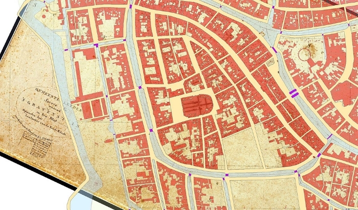 Cadastral map of Leiden, example of presentation through HISGIS.