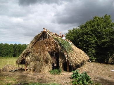 The thatching is virtually done.