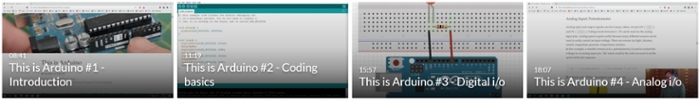 Thumbnails of the Arduino videos lectures