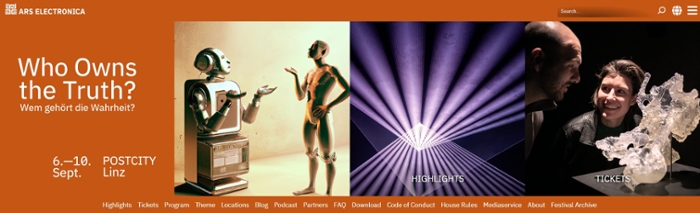 Screenshot of the Ars Electronica Festival 2023 website