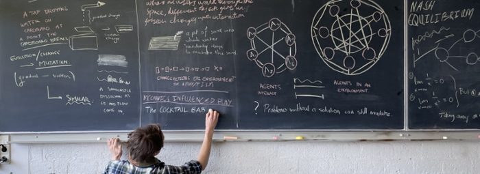 A student working on their installation for the