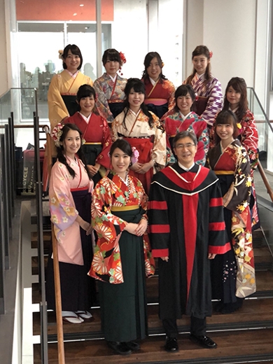 Graduation with his students at Nanzan University, March 2018