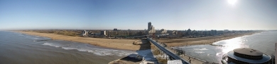 The Hague and Scheveningen: view of the beach and the city from the pier