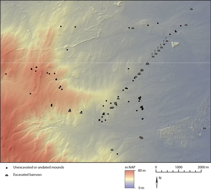 Map of a barrow alignment on the Veluwe in the Central Netherlands. The majority of the excavated mounds can be dated to the 3 rd Millennium BC (Bourgeois 2013, fig. 5.1).