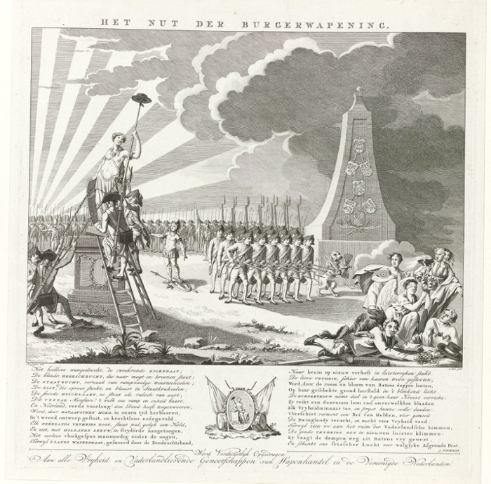 Allegorical depiction of the patriotic civilian militia. Abraham Jacobsz. Hulk, c. 1787, Rijksmuseum Amsterdam.