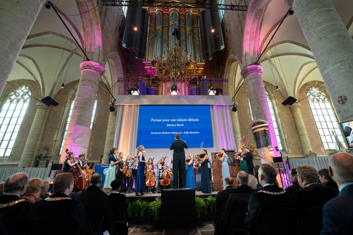 The new Practicum Musicae Orchestra, composed of Leiden students who also follow classes at the Royal Conservatory, provided two musical interludes.