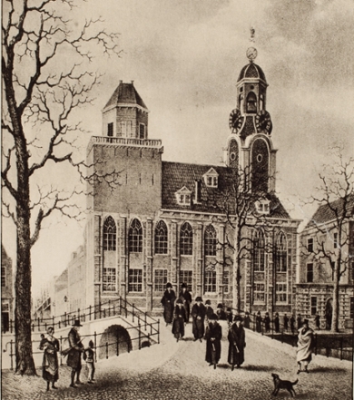 A view of the Academy Building and observatory in the 19th century.