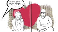Helen Pluut en Teunis Rebel afgebeeld zoals in First Dates, met de vraag of zij samen onderzoek willen gaan doen.