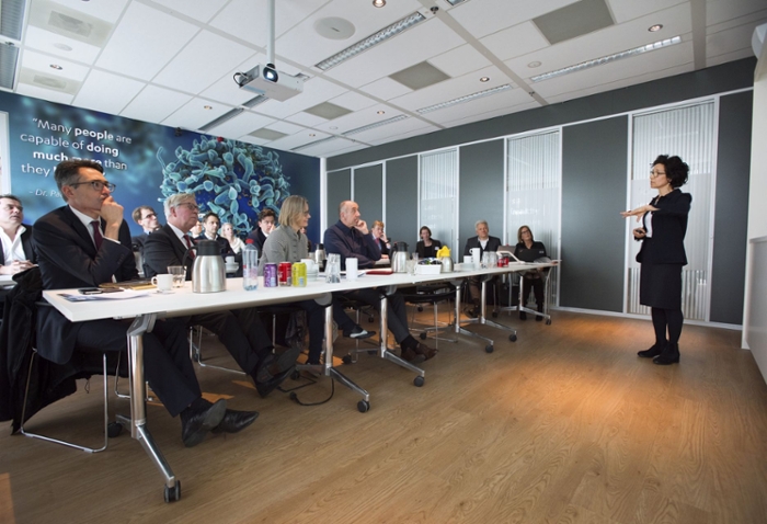 Maria Yazdanbakhsh, Professor of Parasitology, spoke at Leiden Bio Science Park about the development of a malaria vaccine.