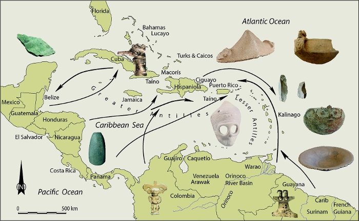 Archeologische vondsten en hun herkomst in het Caribisch gebied. (beeld: Corinne Hofman)