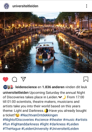 Instagram post Nacht van Ontdekkingen 2019