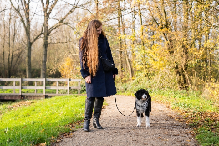 Maaike Smit walking in the park with her dog Nova