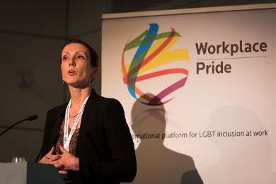 A photo of Jojanneke van der Toorn at another Workplace Pride event.