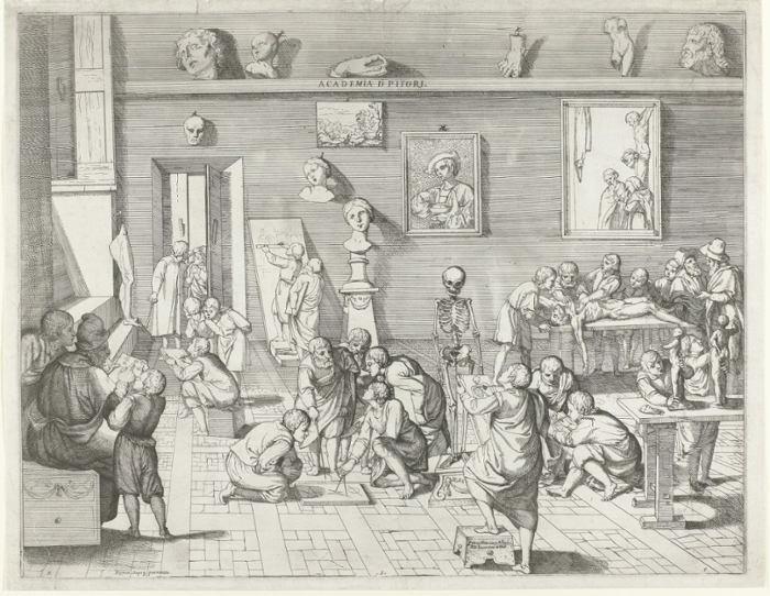 Pierfrancesco Alberti, An Academy of Painters, 1594 - 1638. Etching. Amsterdam, Rijksmuseum