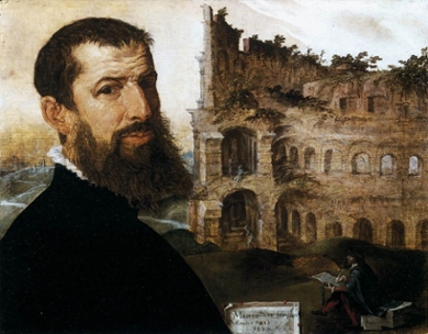 Maarten van Heemskerck, Self-Portrait in Rome with the Colosseum (1553). Image in the public domain, https://upload.wikimedia.org/wikipedia/commons/3/36/Maarten_van_Heemskerck_-_Self-Portrait_in_Rome_with_the_Colosseum_-_WGA11322.jpg