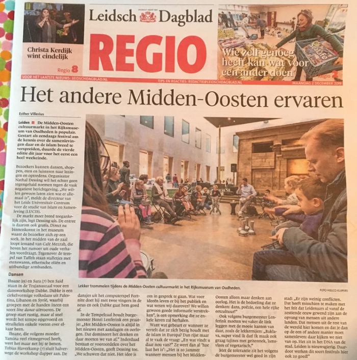 Local newspaper Leidsch Dagblad dedicated the front page of  their Monday edition to the Middle Eastern Culture Market 2019 