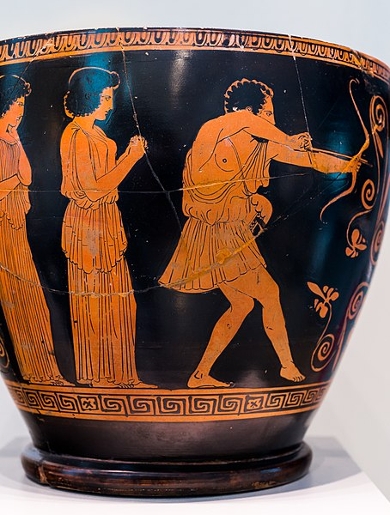 Picture of a vase with Odysseus as an archer on it