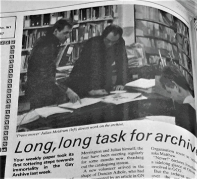 Long, long task for archive: article on Hall and Carpenter Archives in Capital Gay (24 July 1981)