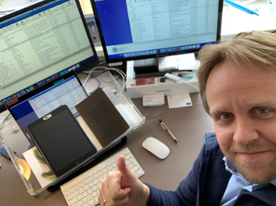 Ton Liefaard working at home on lectures for his students.