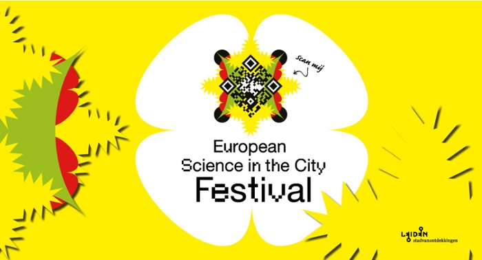 Banner of the European Science in the City Festival with QR-code