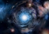 Artistieke impressie van de draaikolkstructuur in jonge sterrenstelsels in het vroege heelal die met de ALMA-telscoop zijn waargenomen