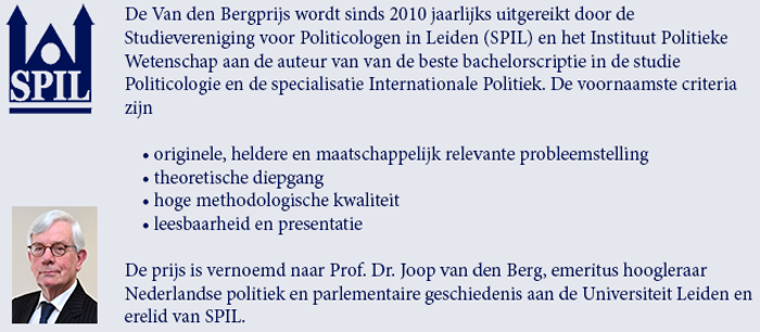 Uitleg Van den Berg scriptieprijs