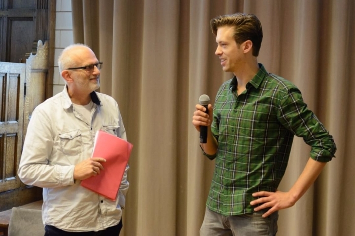 Still some disbelief... Robbert Visser (R) sharing his first thoughts on the prize with jury member Marius de Geus